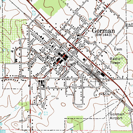 Topographic Map of Gorman Volunteer Fire Department, TX
