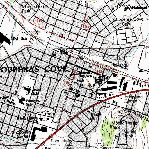 Topographic Map of Copperas Cove Fire Department Central Station, TX