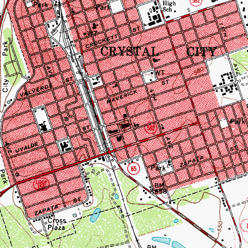 Topographic Map of Crystal City Fire Department, TX