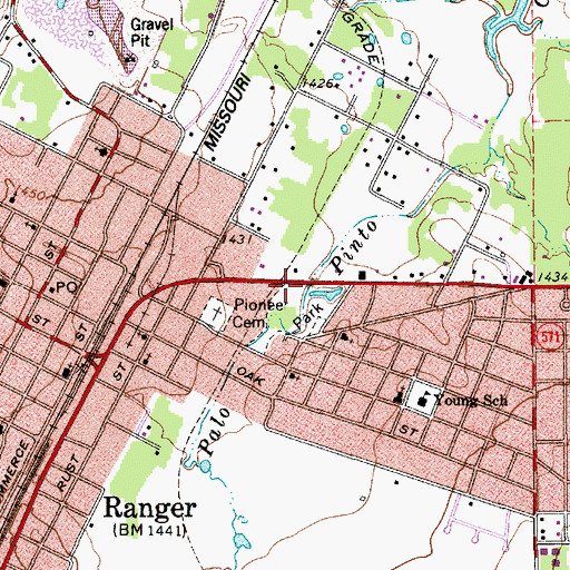 Topographic Map of Ranger Fire Department and Emergency Medical Service, TX