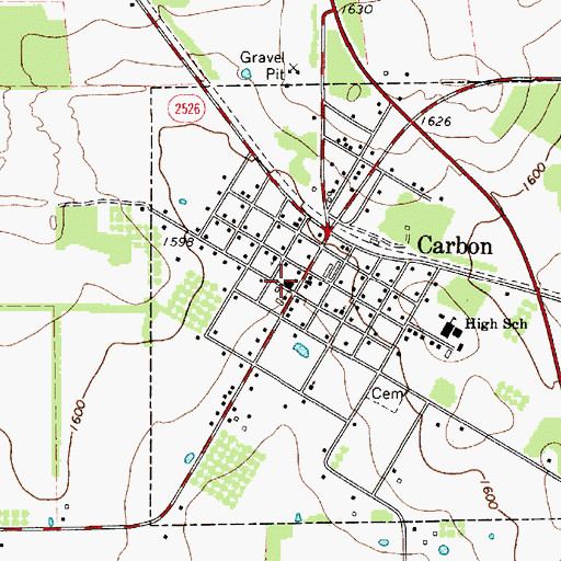 Topographic Map of Carbon Volunteer Fire Department, TX