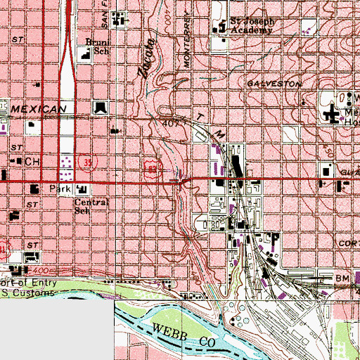 Topographic Map of Laredo Fire Department, TX