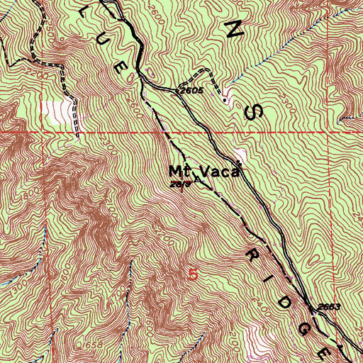 Topographic Map of Vaca Mountains, CA