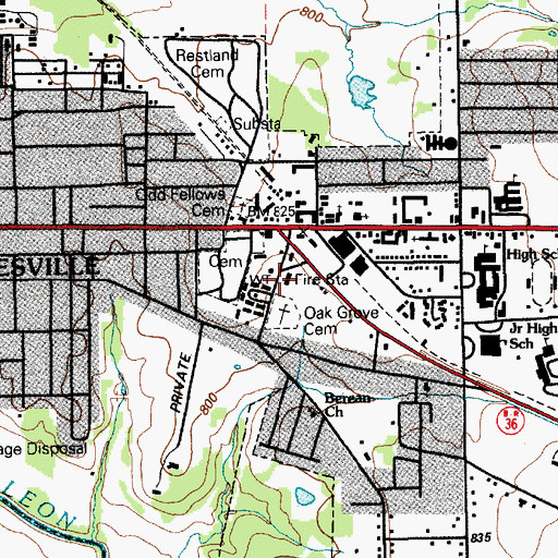 Topographic Map of Gatesville Volunteer Fire Department, TX