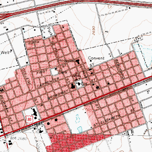 Topographic Map of Stanton Volunteer Fire Department, TX