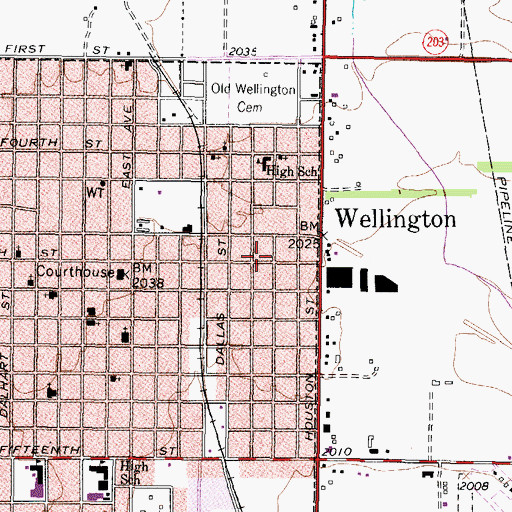 Topographic Map of Wellington Volunteer Fire Department, TX