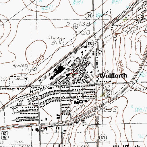 Topographic Map of Wolfforth Volunteer Fire and Emergency Medical Service, TX