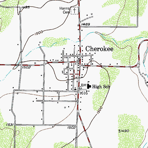 Topographic Map of Cherokee Volunteer Fire Department, TX