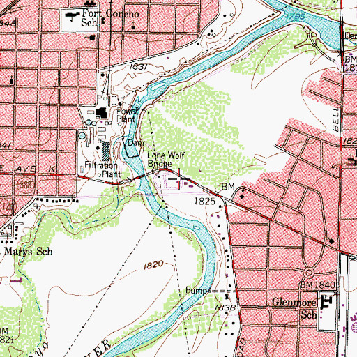 Topographic Map of San Angelo Fire Training Academy, TX
