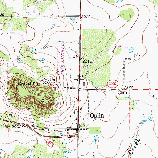 Topographic Map of Oplin Volunteer Fire Department, TX