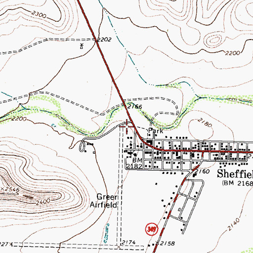 Topographic Map of Sheffield Volunteer Fire Department and Emergency Medical Services, TX