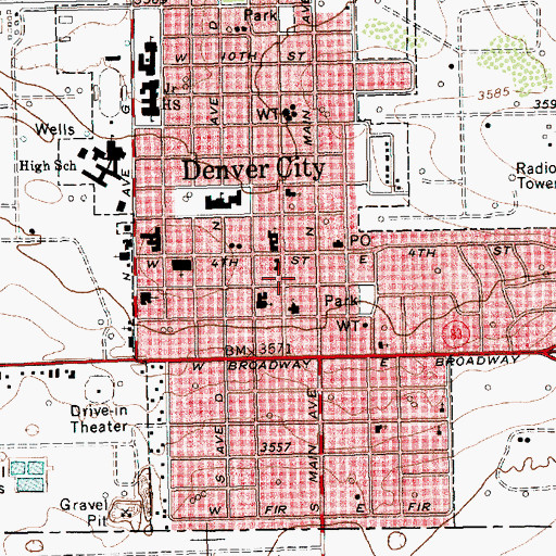 Topographic Map of Denver City Volunteer Fire Department, TX