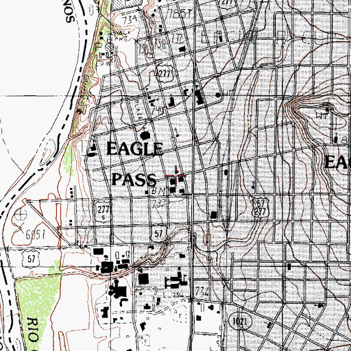 Topographic Map of Eagle Pass Fire Department Charles P Rodrigues Station 1, TX