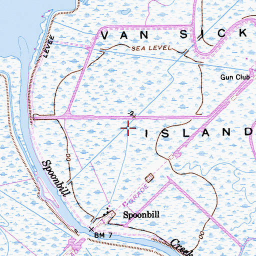 Topographic Map of Van Sickle Island, CA