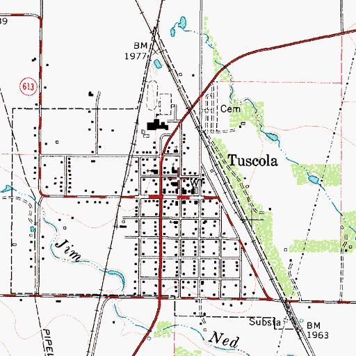 Topographic Map of Tuscola Fire Department, TX