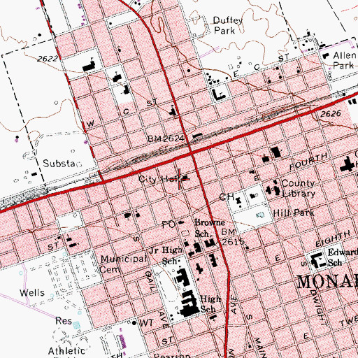 Topographic Map of Monahans Volunteer Fire Department, TX