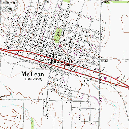 Topographic Map of McLean Volunteer Fire Department, TX
