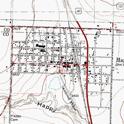 Topographic Map of Happy Volunteer Fire Department, TX