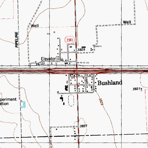 Topographic Map of Bushland Volunteer Fire Department, TX