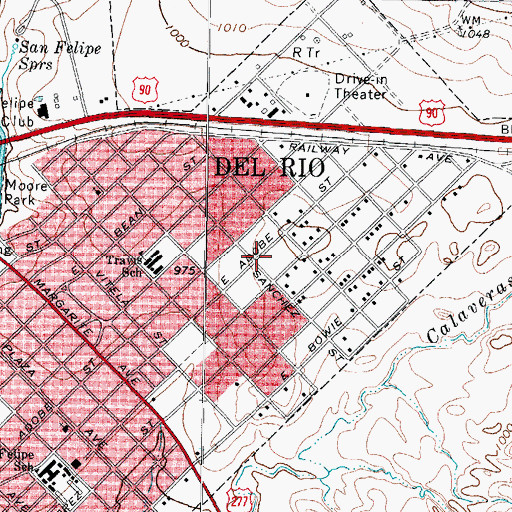 Topographic Map of Del Rio Fire and Rescue Station 3, TX