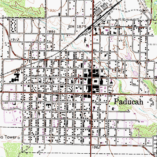 Topographic Map of Paducah Volunteer Fire Department Station 1, TX