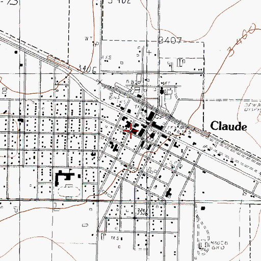 Topographic Map of Claude Fire Station, TX