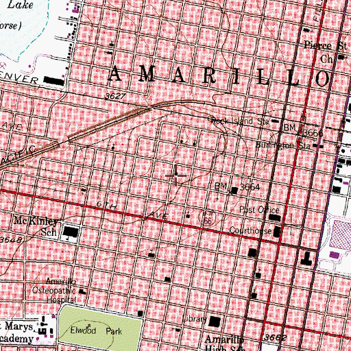 Topographic Map of Amarillo Fire Department Administration and Prevention, TX