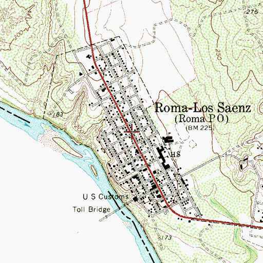 Topographic Map of Roma Fire Department, TX