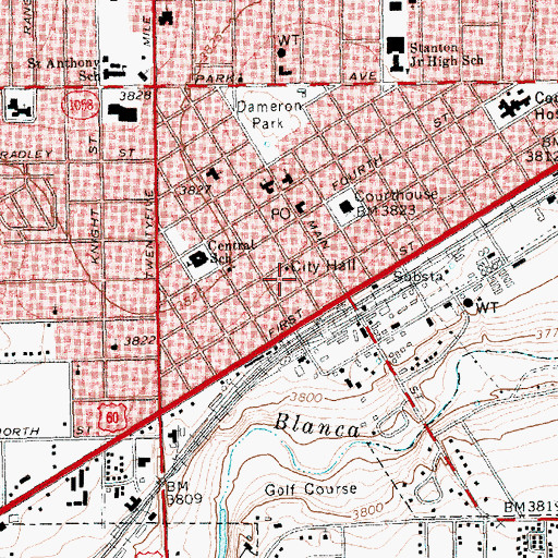 Topographic Map of Hereford Fire Department, TX