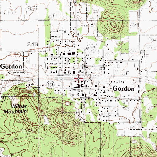 Topographic Map of Gordon City Hall, TX