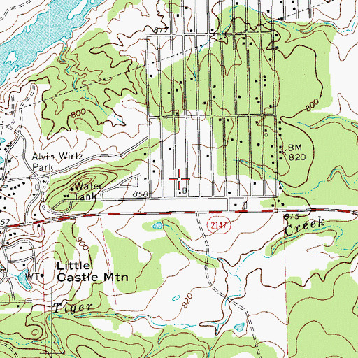 Topographic Map of Cottonwood Shores Area Volunteer Fire Department, TX