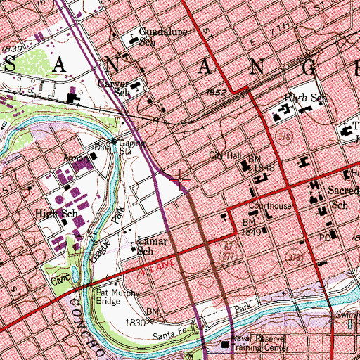 Topographic Map of San Angelo Fire Department, TX