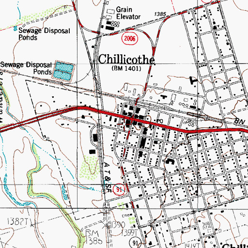 Topographic Map of Chillicothe Volunteer Fire Department, TX