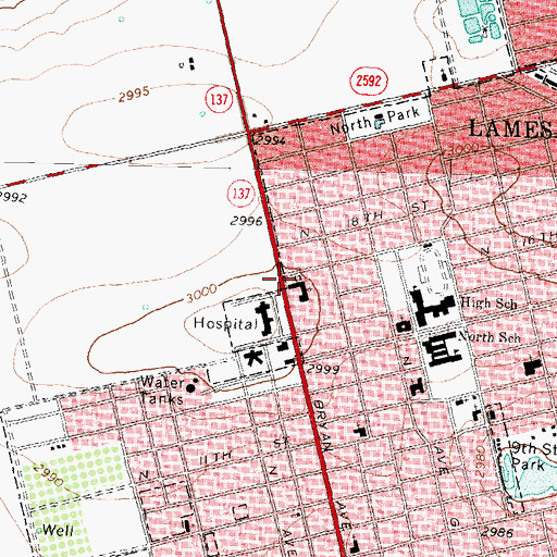 Topographic Map of Lamesa Fire Department Northern Station, TX