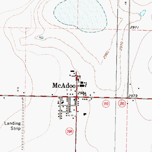 Topographic Map of McAdoo Volunteer Fire Department, TX