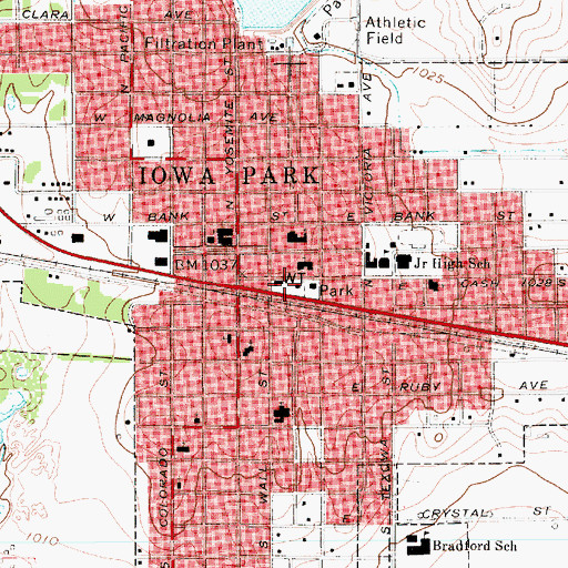 Topographic Map of Iowa Park Volunteer Fire Department, TX