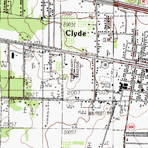 Topographic Map of Clyde Volunteer Fire Department, TX