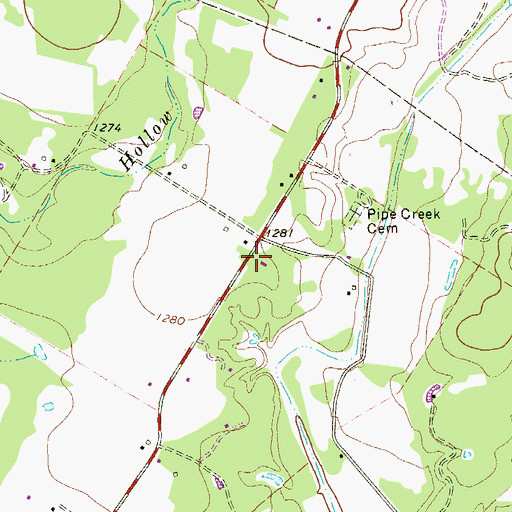 Topographic Map of Pipe Creek Volunteer Fire Department, TX