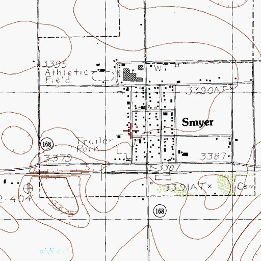 Topographic Map of Smyer Volunteer Fire Department, TX