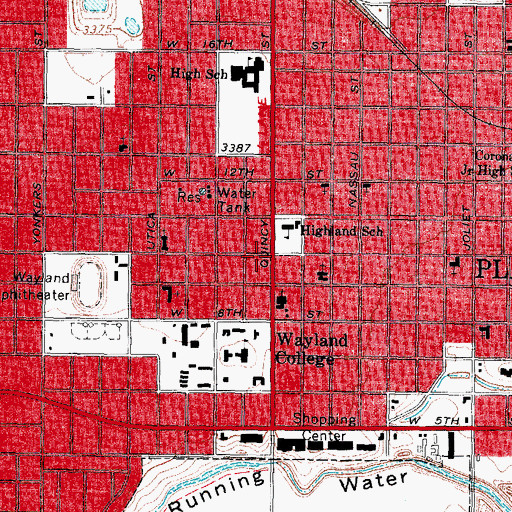 Topographic Map of Plainview Fire Department and Emergency Medical Services, TX