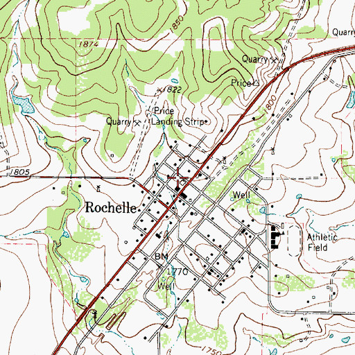 Topographic Map of Rochelle Volunteer Fire Department, TX