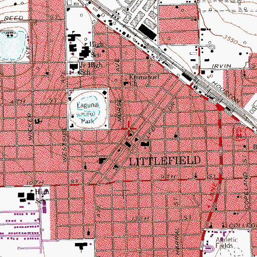 Topographic Map of Littlefield Fire Department, TX