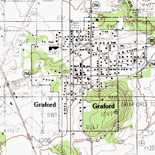 Topographic Map of Graford Rural Volunteer Fire Department, TX