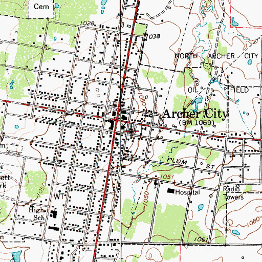Topographic Map of Archer City Volunteer Fire Department, TX