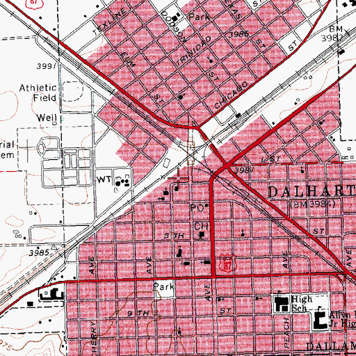Topographic Map of Dalhart Volunteer Fire Department, TX