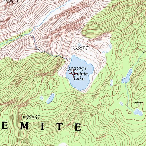 Topographic Map of Virginia Lake, CA