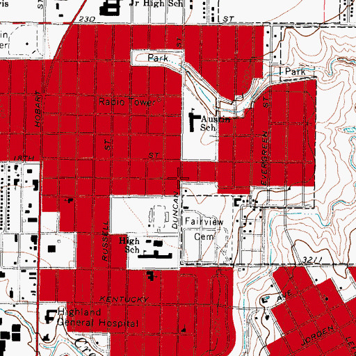 Topographic Map of Pampa Fire Department Station 2, TX