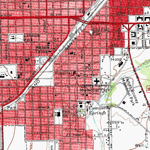 Topographic Map of Fort Stockton Volunteer Fire Department Southside Station, TX