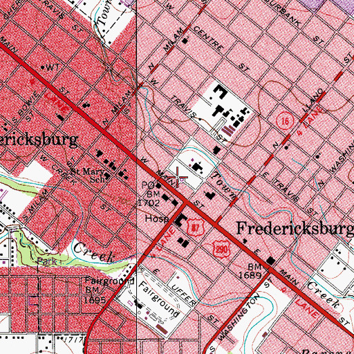 Topographic Map of Fredericksburg Fire Marshal's Office, TX