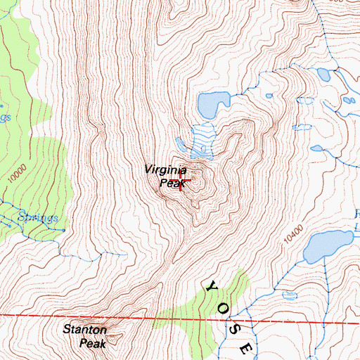 Topographic Map of Virginia Peak, CA